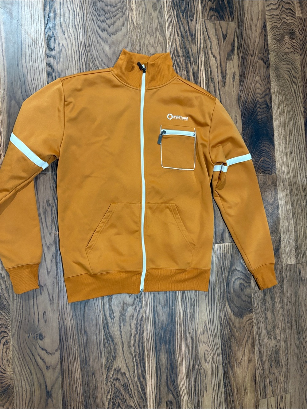 Aperture Men's Ochre Zip-Up Track Jacket with White Trim